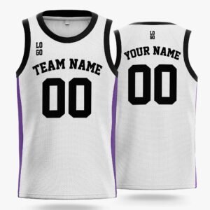 Custom Basketball Jersey White Purple and Black - Design Your Own