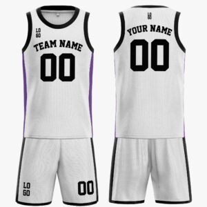 Custom Basketball Jersey White Purple and Black - Design Your Own - Image 3