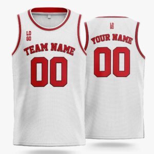Custom Basketball Jersey White Black and Red - Design Your Own
