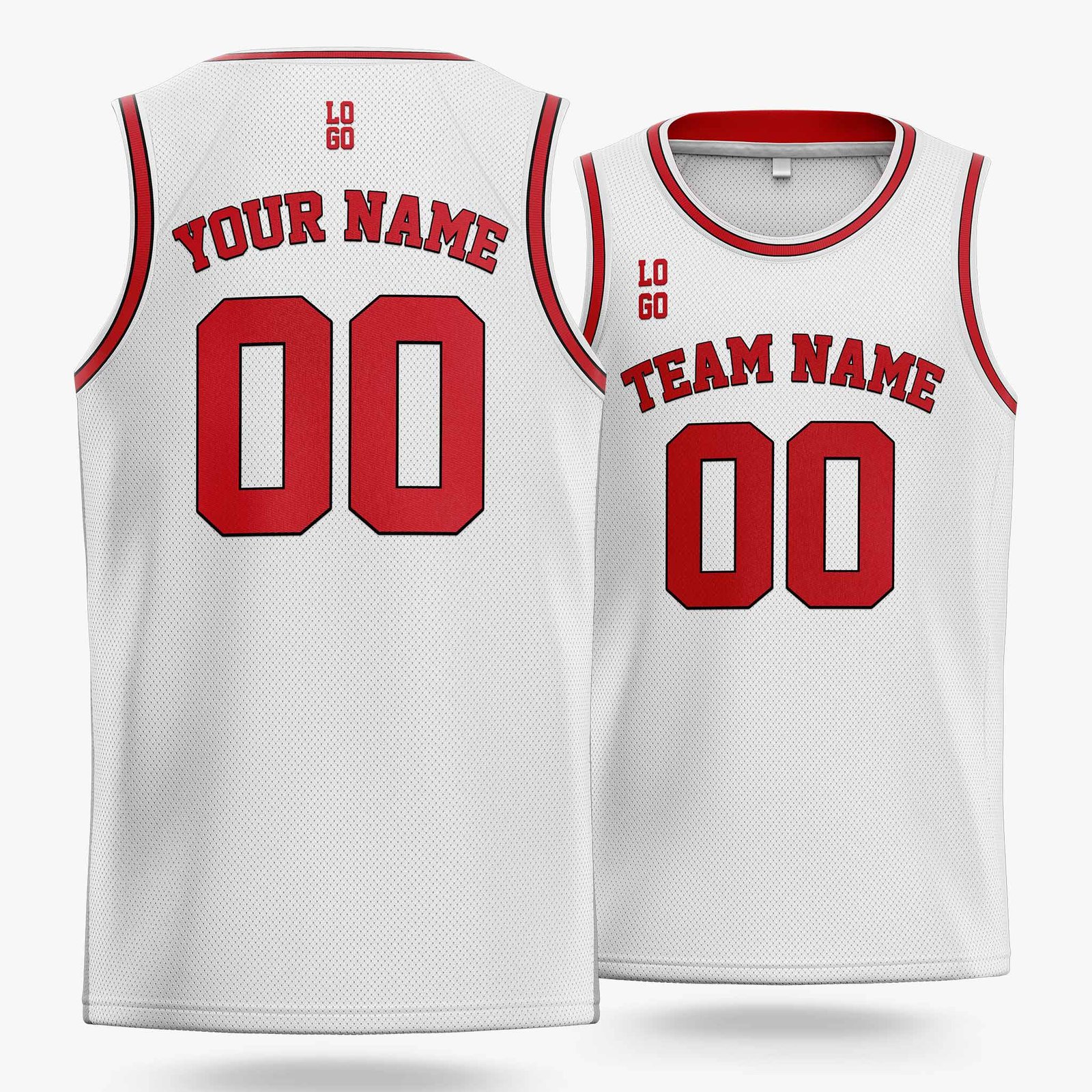 Custom Basketball Jersey White Black and Red - Design Your Own - Image 2