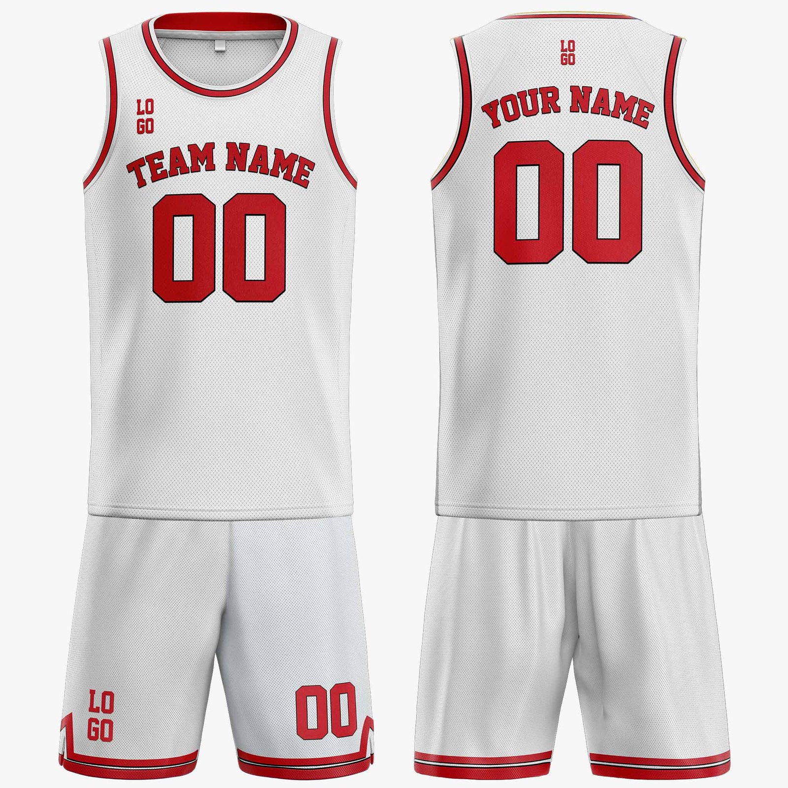 Custom Basketball Jersey White Black and Red - Design Your Own - Image 3