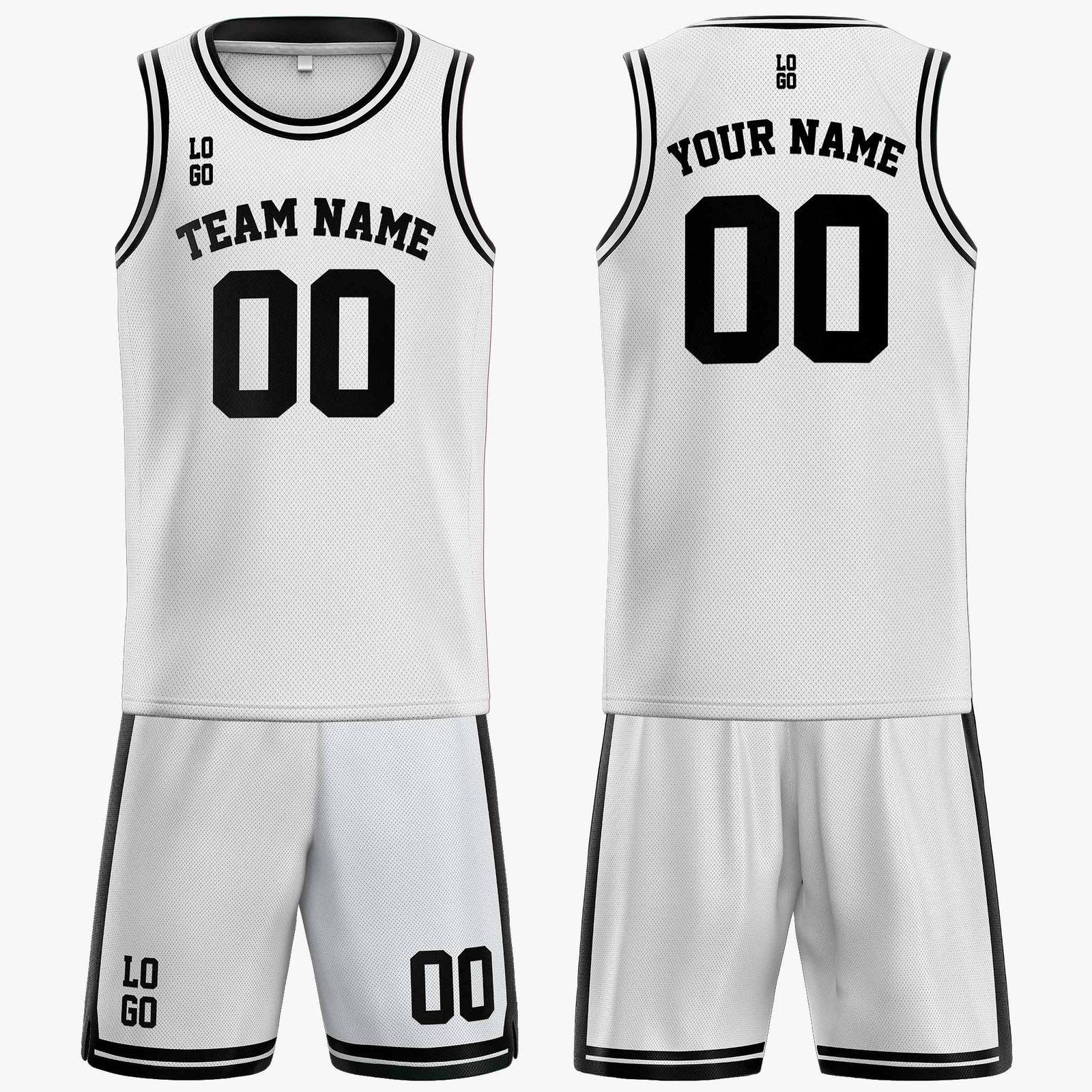 Custom Basketball Jersey White and Black - Design Your Own - Image 3