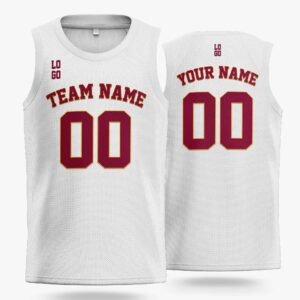 Custom Basketball Jersey White and Wine - Design Your Own