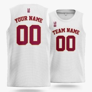 Alternative view of Custom Basketball Jersey White and Wine - Design Your Own