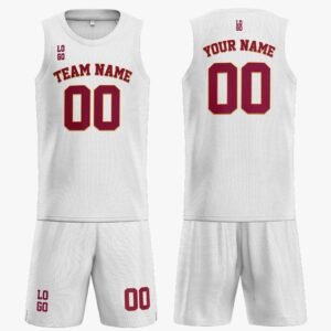 Custom Basketball Jersey White and Wine - Design Your Own - Image 3