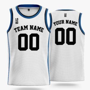 Custom Basketball Jersey White Dark Blue and Black - Design Your Own
