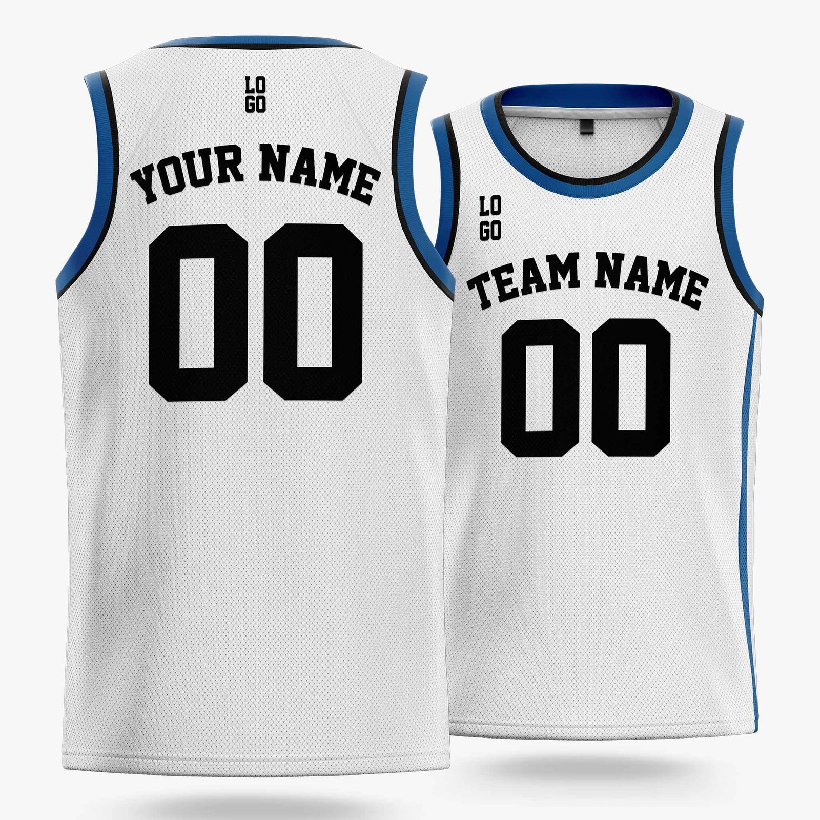 Custom Basketball Jersey White Dark Blue and Black - Design Your Own - Image 2