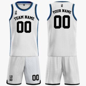 Custom Basketball Jersey White Dark Blue and Black - Design Your Own - Image 3