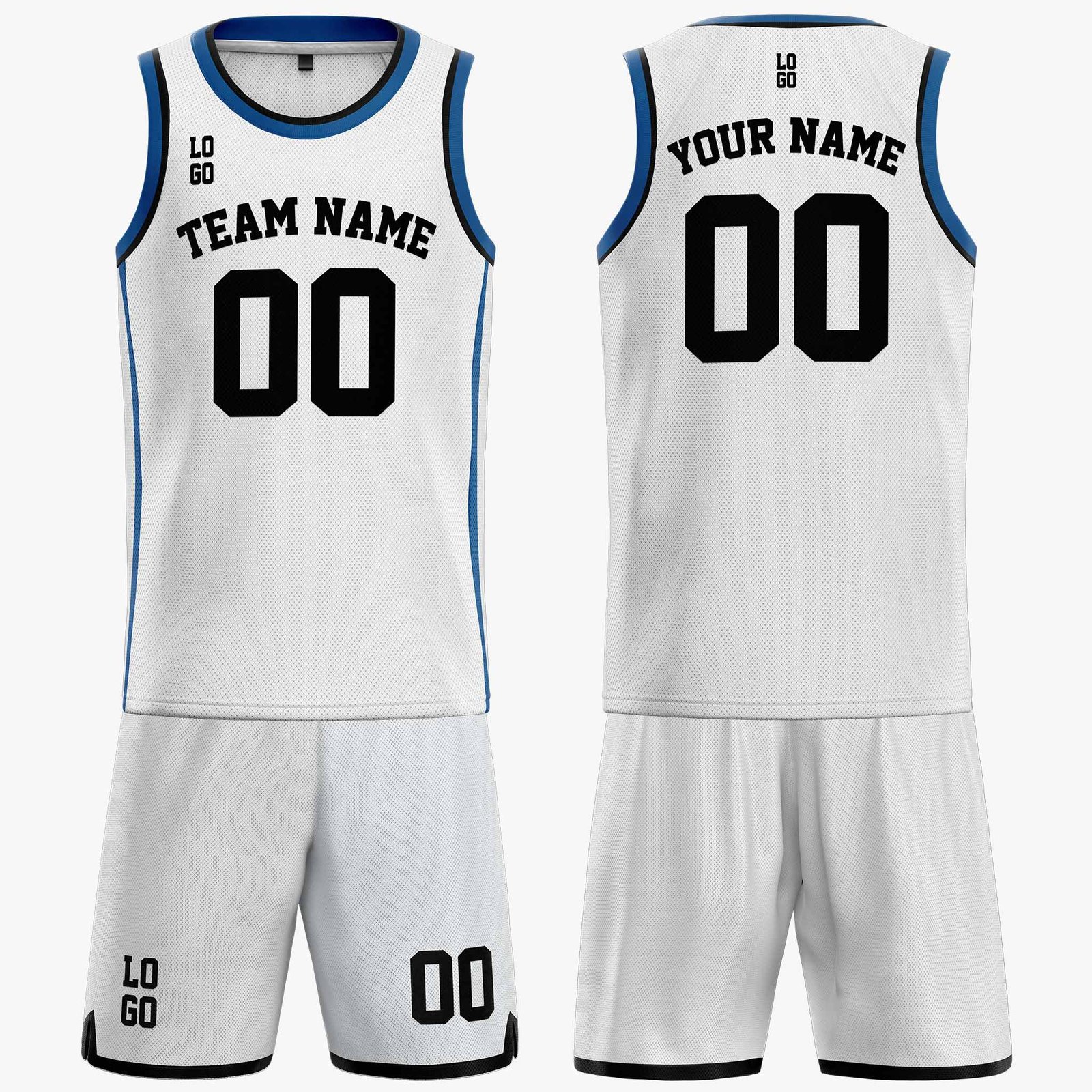 Custom Basketball Jersey White Dark Blue and Black - Design Your Own - Image 3