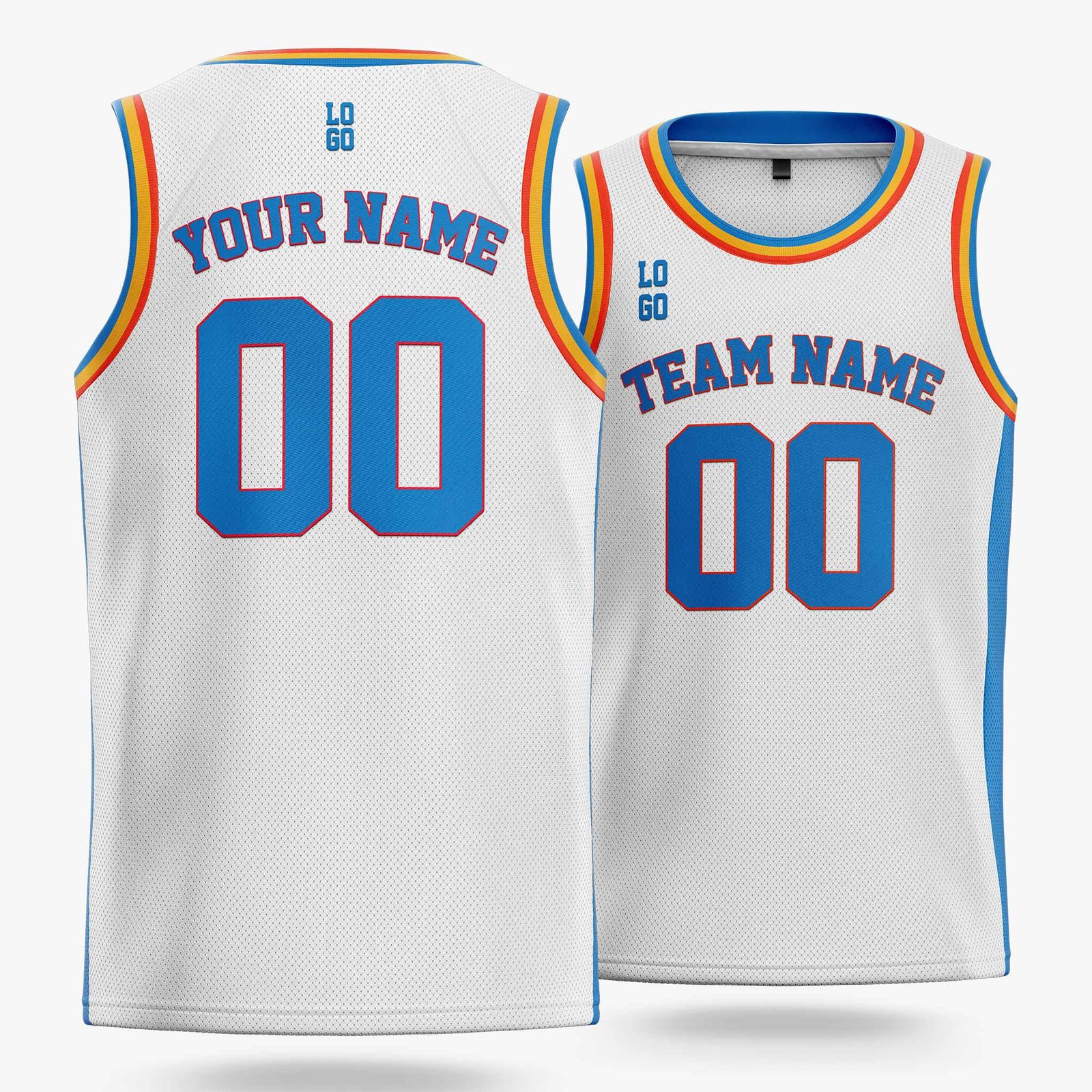 Custom Basketball Jersey White Gold and Blue - Design Your Own - Image 2