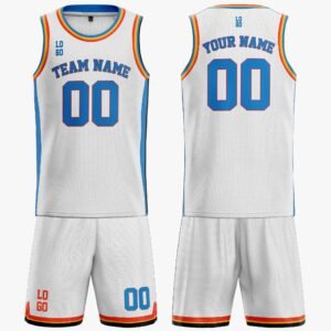 Custom Basketball Jersey White Gold and Blue - Design Your Own - Image 3