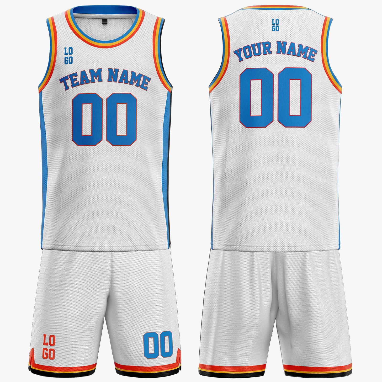 Custom Basketball Jersey White Gold and Blue - Design Your Own - Image 3