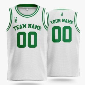 Custom Basketball Jersey White and Green - Design Your Own