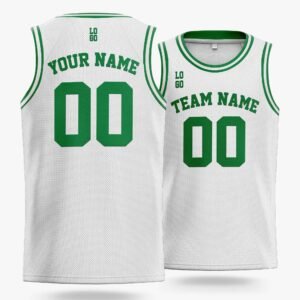 Alternative view of Custom Basketball Jersey White and Green - Design Your Own