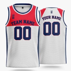 Custom Basketball Jersey White Persian Red and Navy - Design Your Own