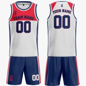 Custom Basketball Jersey White Persian Red and Navy - Design Your Own - Image 3