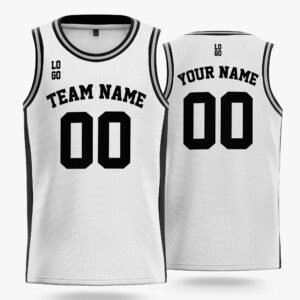Custom Basketball Jersey White Silver and Black - Design Your Own