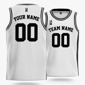 Alternative view of Custom Basketball Jersey White Silver and Black - Design Your Own