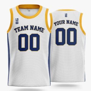 Custom Basketball Jersey White Yellow and Navy - Design Your Own