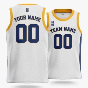 Alternative view of Custom Basketball Jersey White Yellow and Navy - Design Your Own