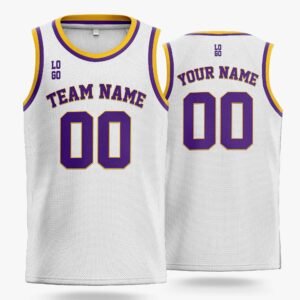 Custom Basketball Jersey White Yellow and Purple - Design Your Own