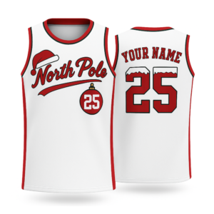 Custom Christmas Basketball Jersey White North Pole - Design Your Own