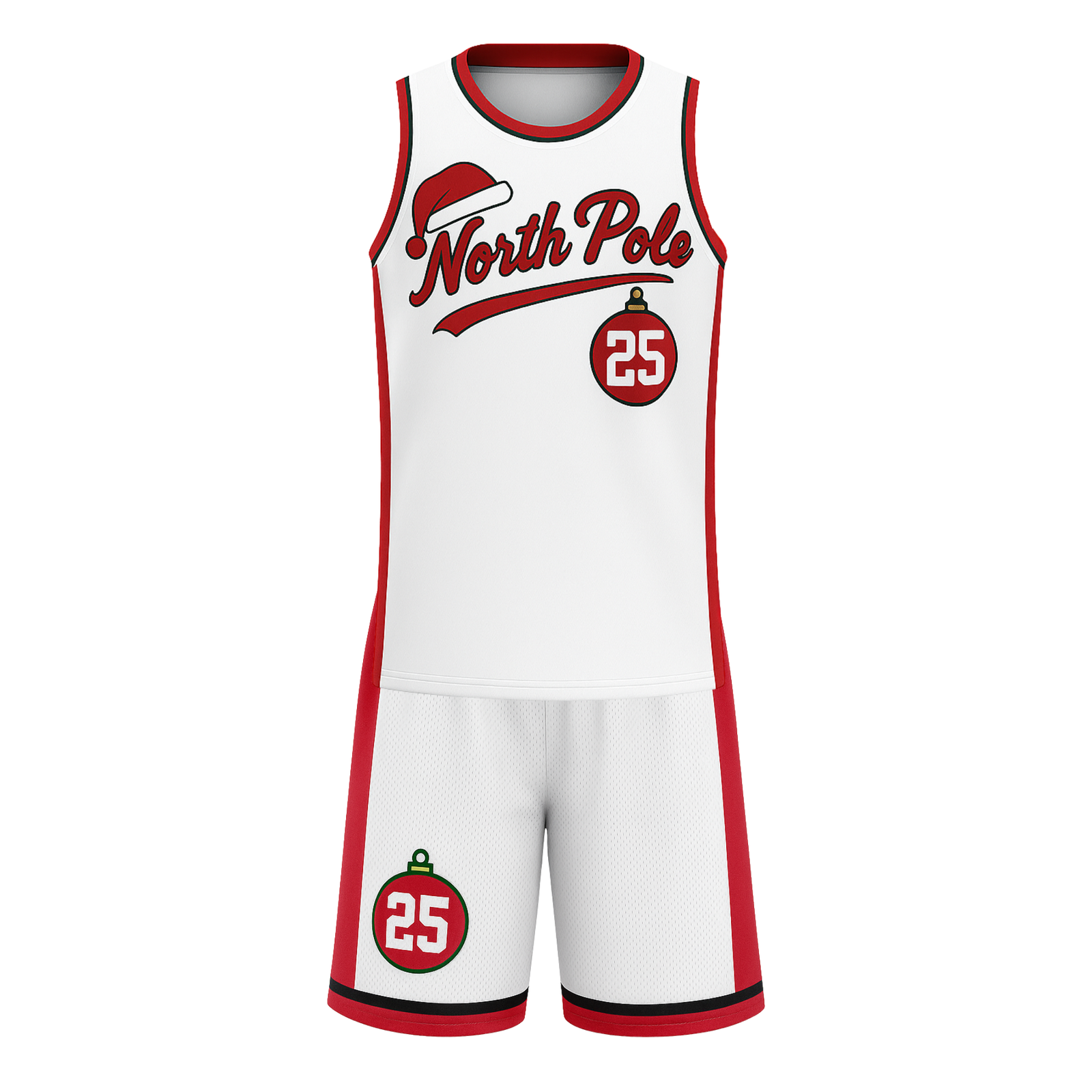 Custom Christmas Basketball Jersey White North Pole - Design Your Own - Image 2