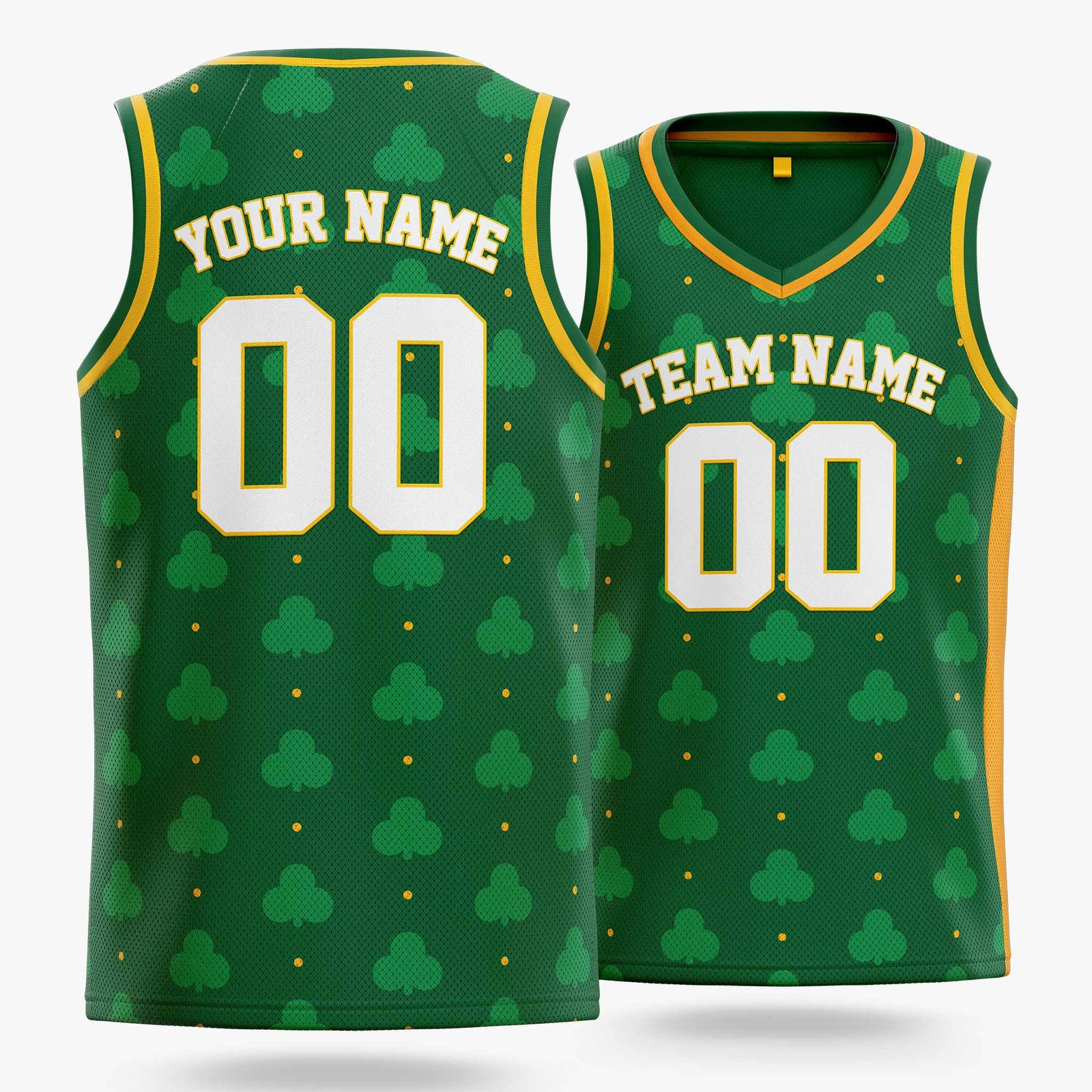 Custom St. Patrick's Day Basketball Jersey Classic Shamrock - Design Your Own - Image 2