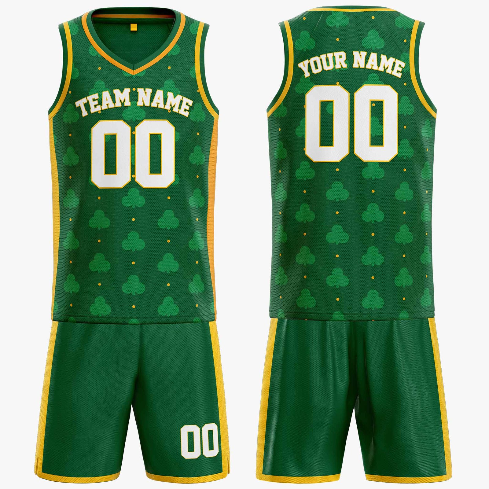 Custom St. Patrick's Day Basketball Jersey Classic Shamrock - Design Your Own - Image 3