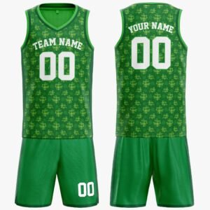 Custom St. Patrick's Day Basketball Jersey Dark Shamrock - Design Your Own - Image 3