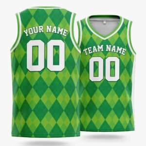 Alternative view of Custom St. Patrick's Day Basketball Jersey Emerald Argyle - Design Your Own