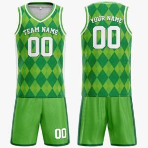 Custom St. Patrick's Day Basketball Jersey Emerald Argyle - Design Your Own - Image 3